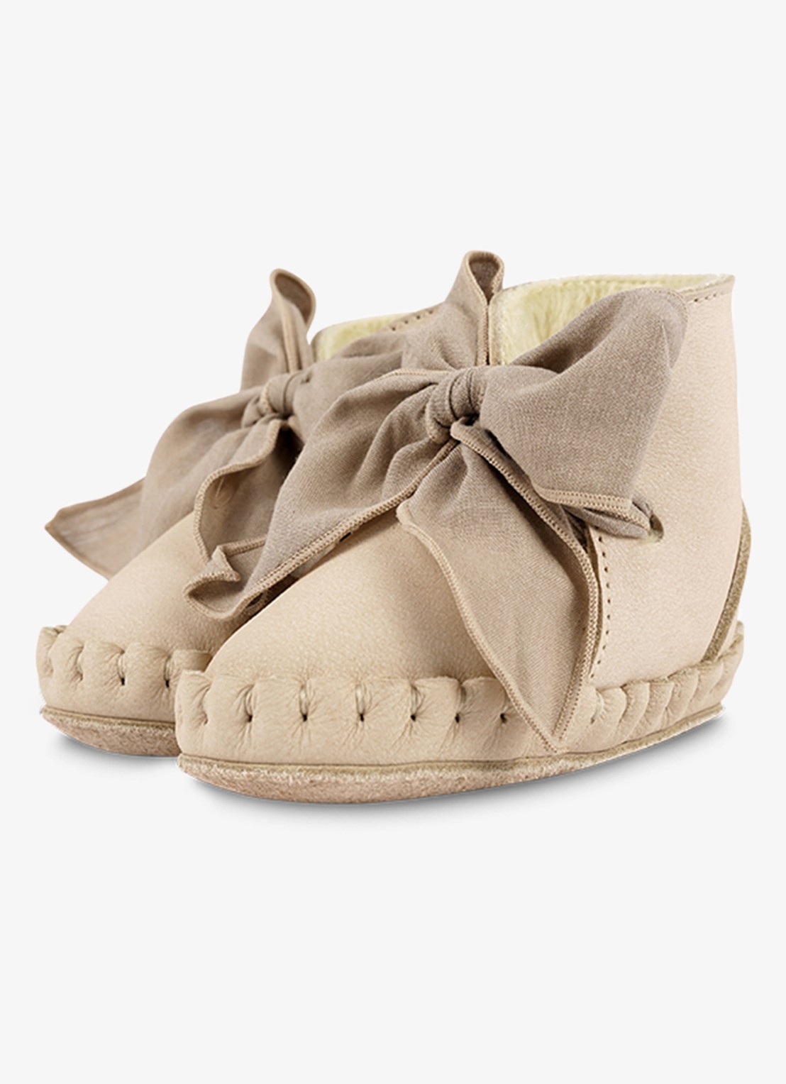 Donsje Amsterdam Pina Organza Lining babyschoentje van leer - voorkant 8 beige