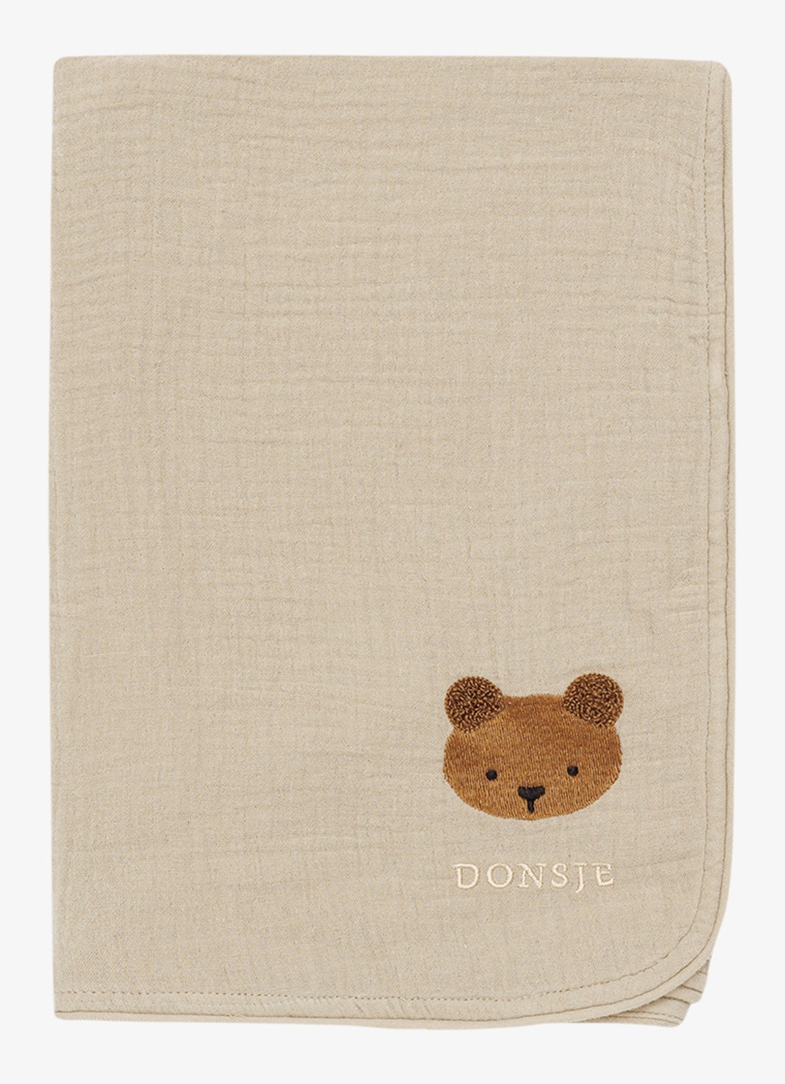 Donsje Amsterdam Ploekie Muslin deken van katoen 115 x 115 cm - achterkant 2 taupe