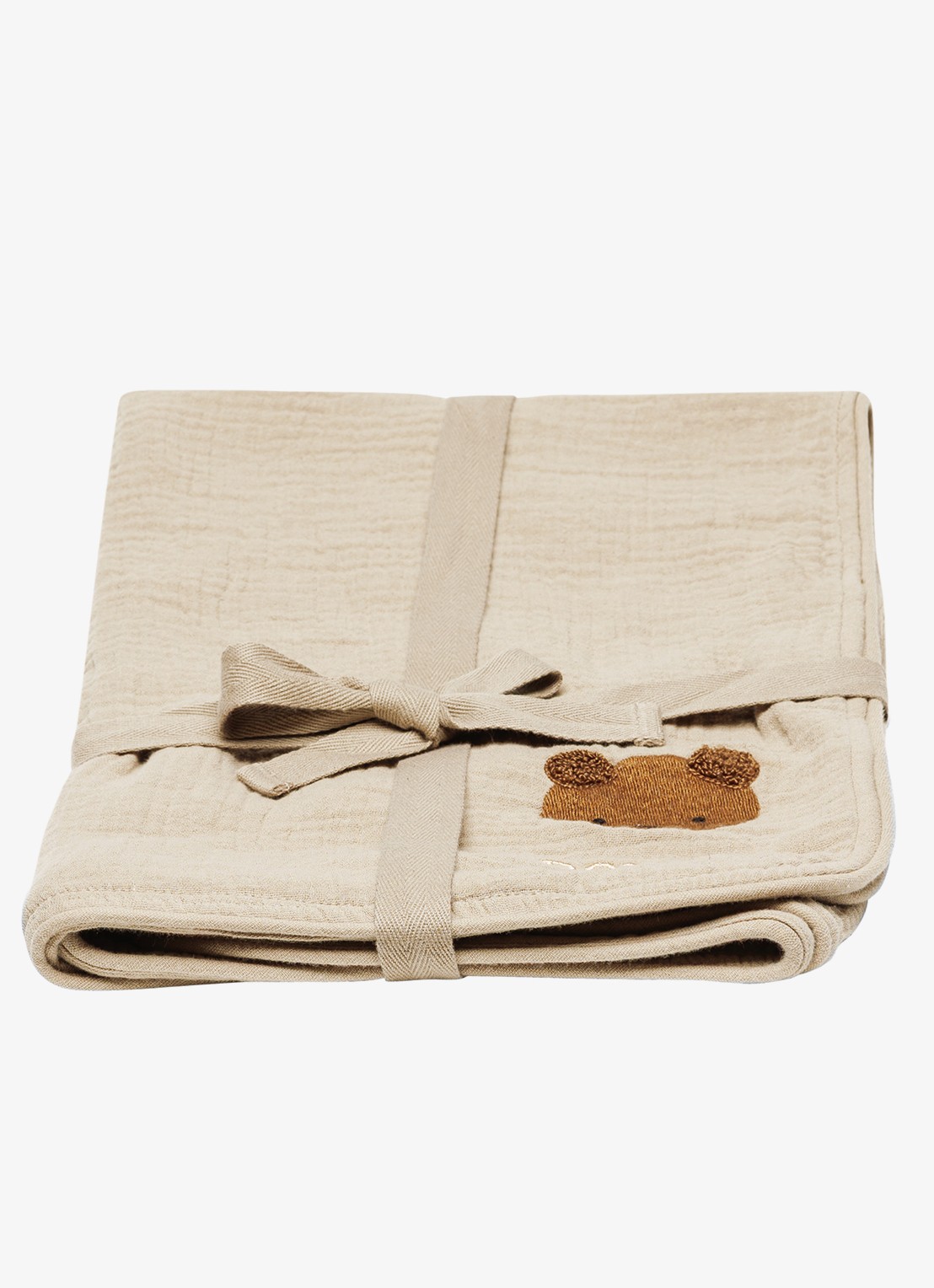 Donsje Amsterdam Ploekie Muslin deken van katoen 115 x 115 cm - voorkant 3 taupe