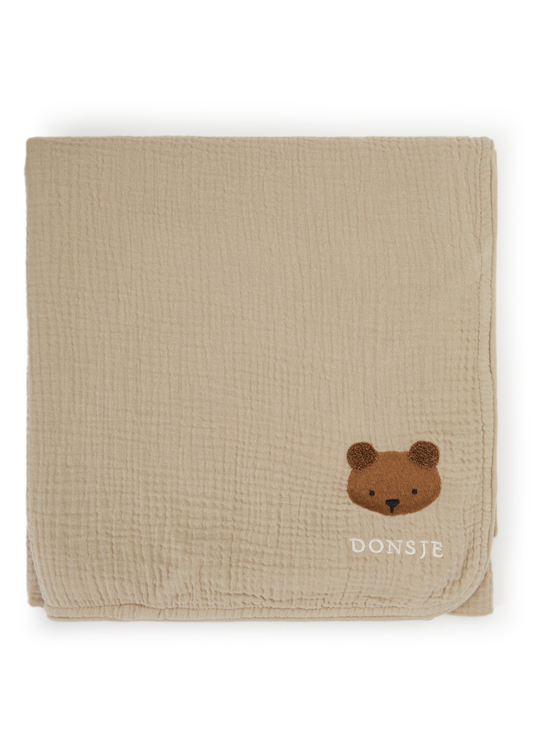 Donsje Amsterdam Ploekie XL wiegdeken 115 x 115 cm  - voorkant 2 taupe