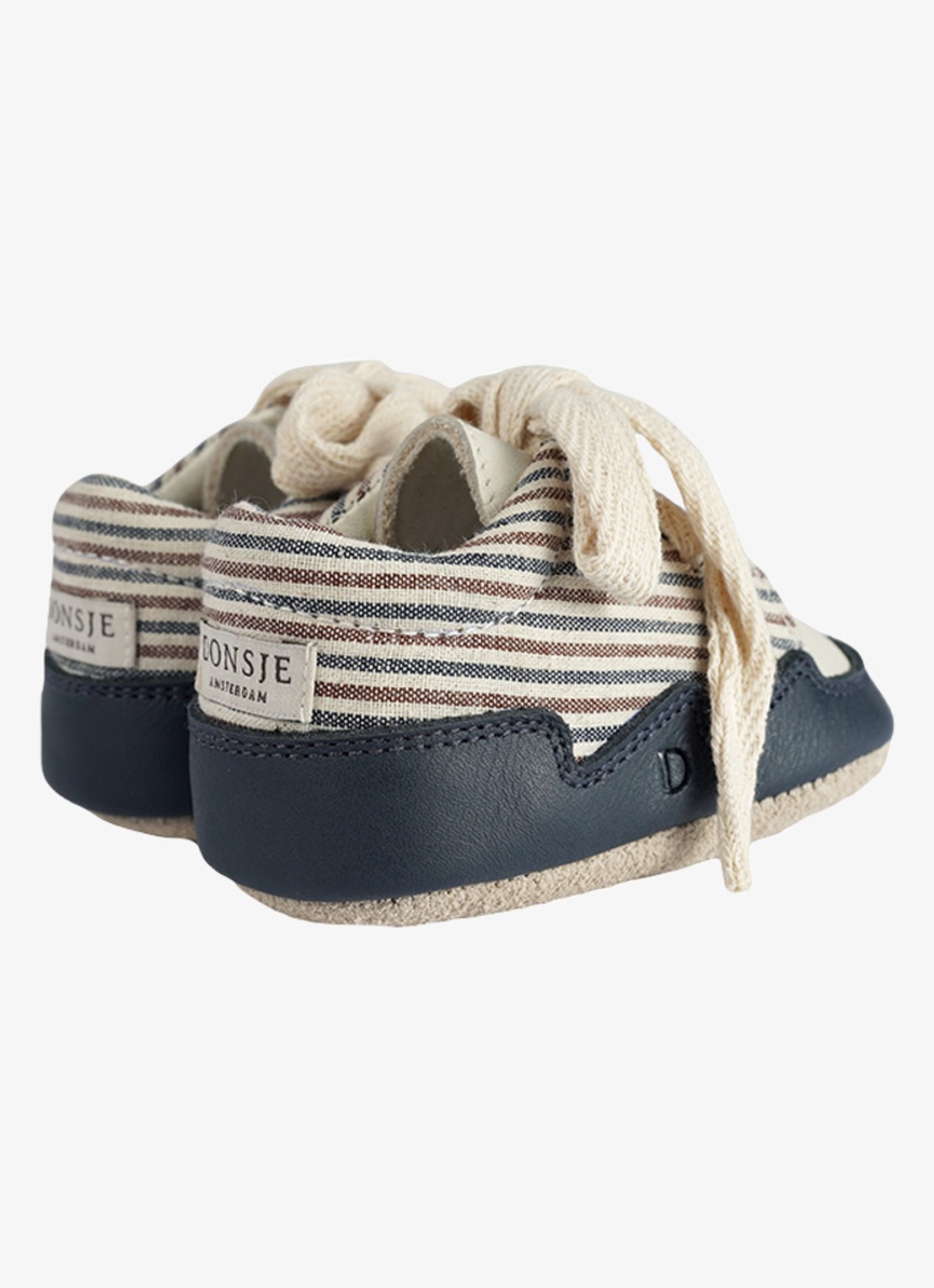 Donsje Amsterdam Pluksel babyschoentje van leer - detail donkerblauw