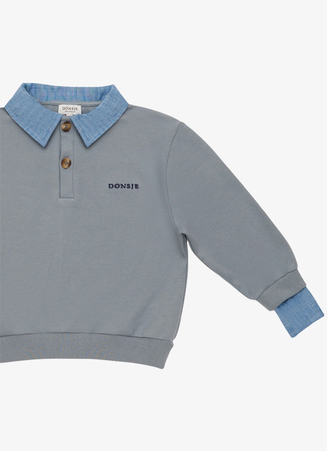 Donsje Amsterdam Priem sweater met polokraag - detail 2 lichtgrijs