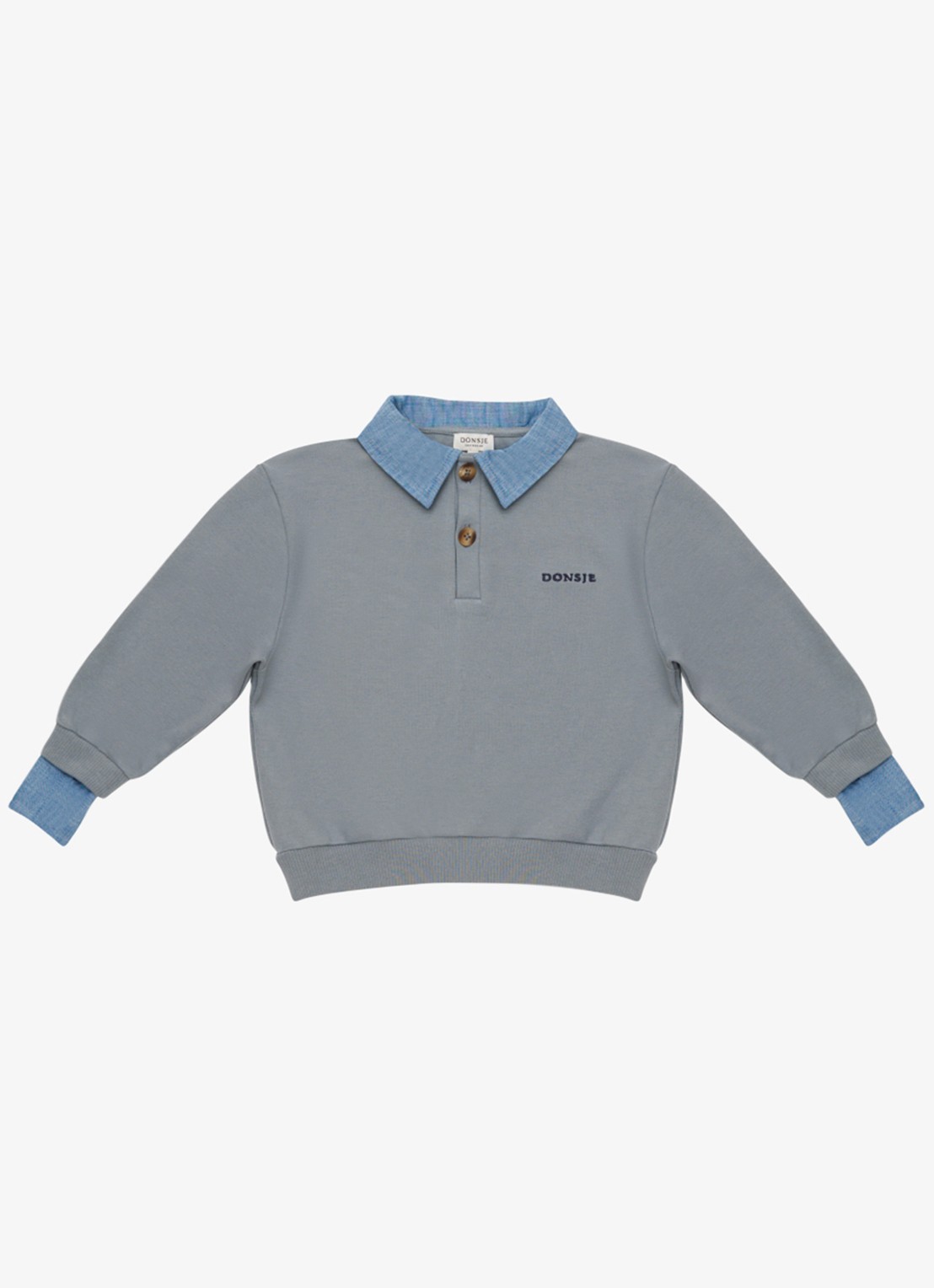 Donsje Amsterdam Priem sweater met polokraag - voorkant 3 lichtgrijs