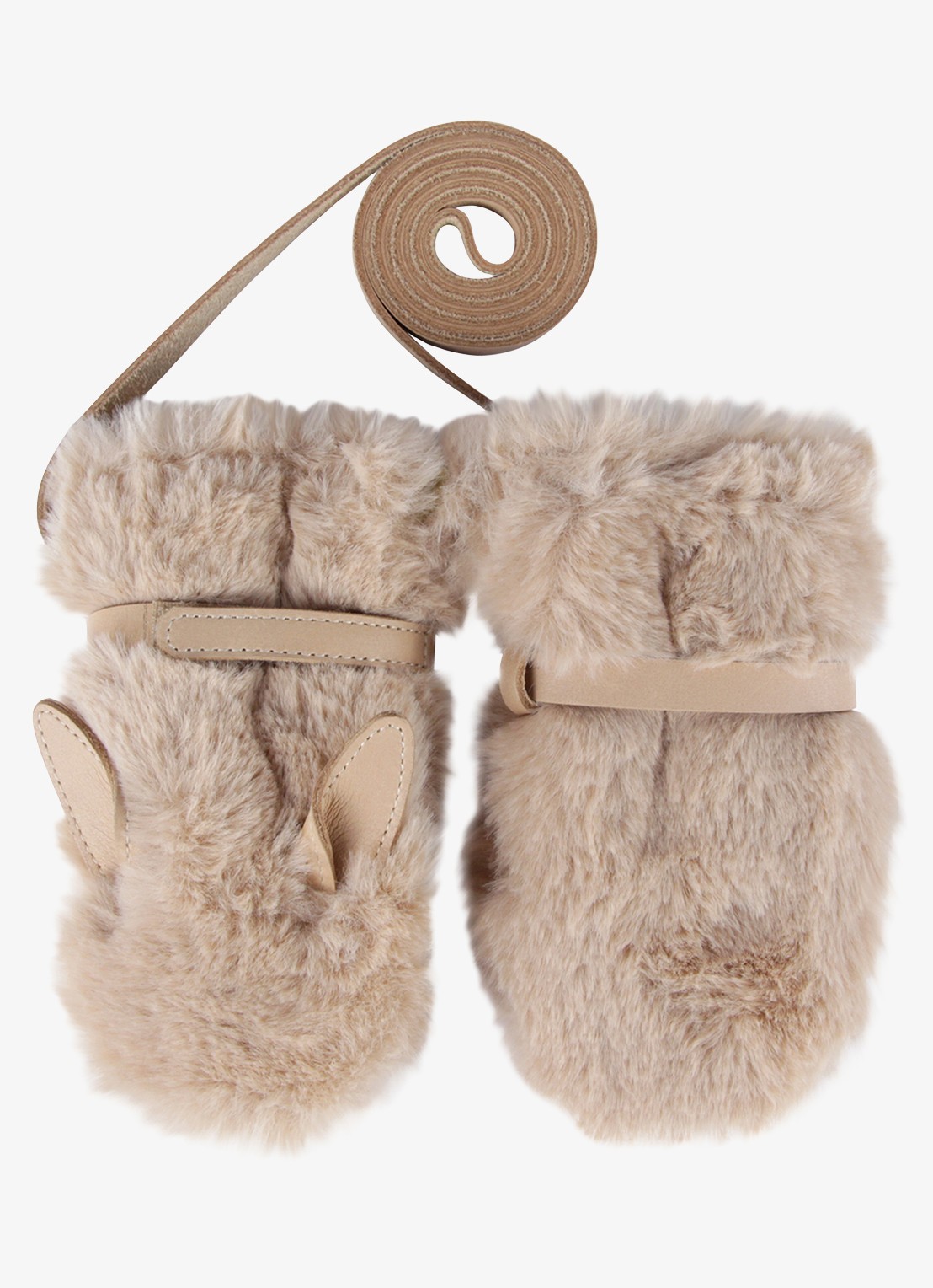Donsje Amsterdam Richy Mittens | Fluffy Bunny - detail donkerbeige