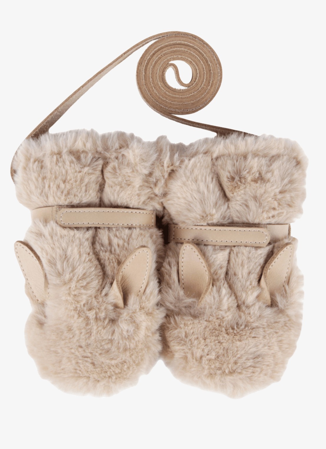 Donsje Amsterdam Richy Mittens | Fluffy Bunny - voorkant 3 donkerbeige