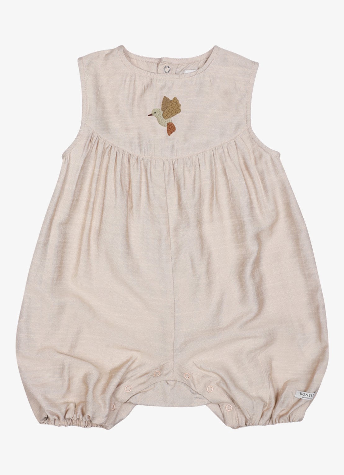 Donsje Amsterdam Sabla Hummingbird playsuit met borduring - voorkant 4 taupe