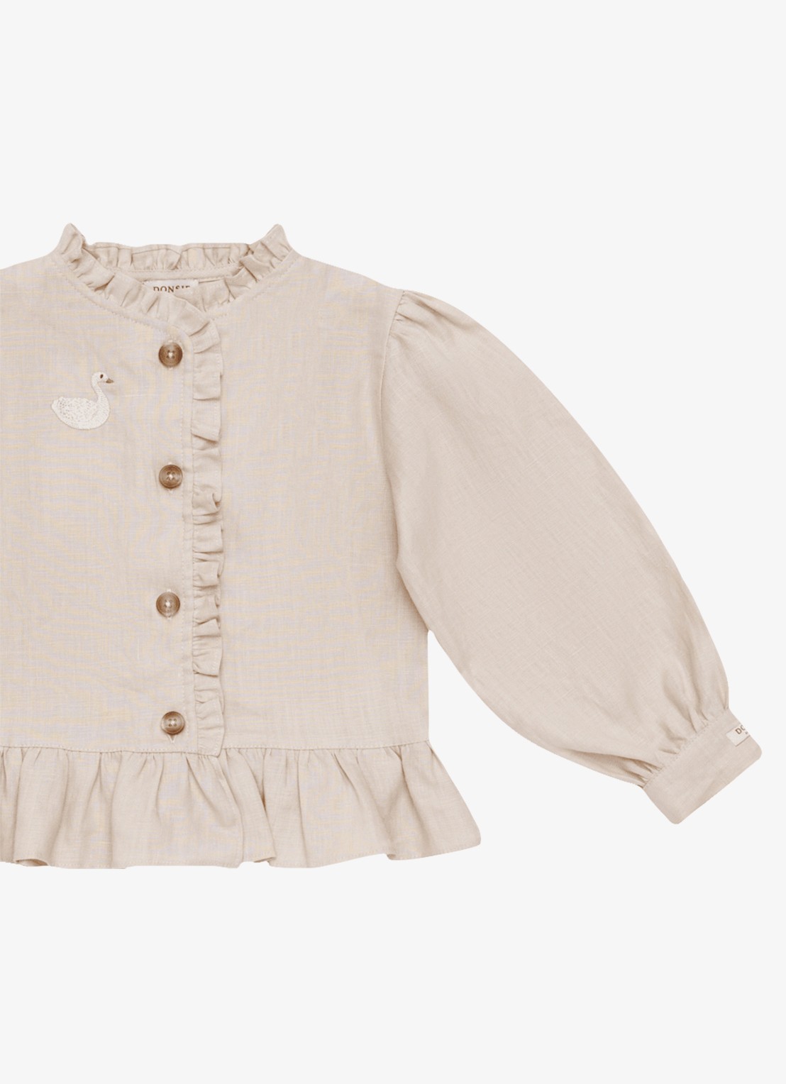Donsje Amsterdam Siles blouse met borduring in llinnenblend - detail 3 beige