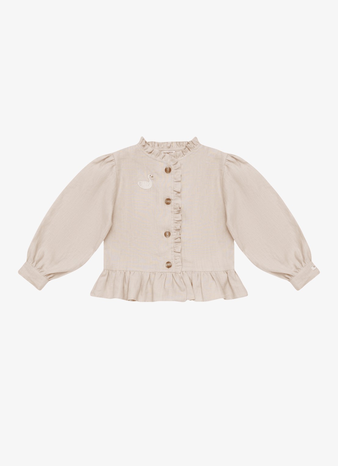 Donsje Amsterdam Siles blouse met borduring in llinnenblend - voorkant beige