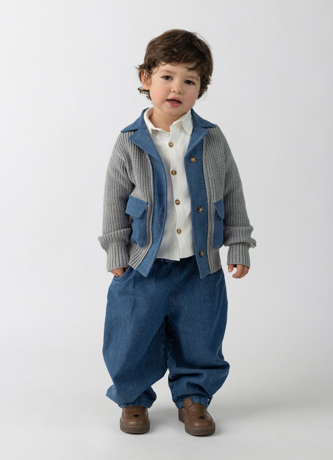 Donsje Amsterdam Tapered fit broek met steekzakken - voorkant 4 indigo