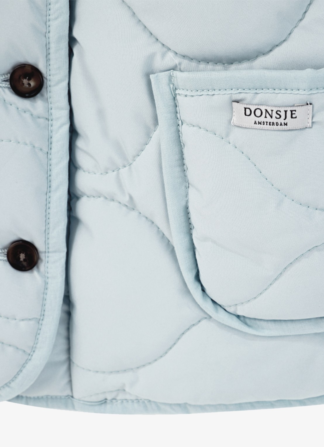 Donsje Amsterdam Tessane jack met quilt patroon - detail 2 lichtblauw