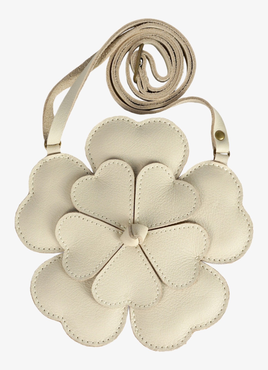 Donsje Amsterdam Toto White Buttercup schoudertas van leer  - voorkant ivoor