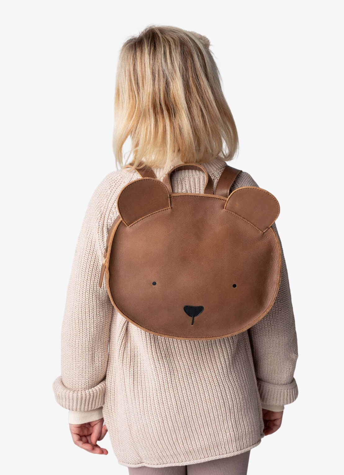 Donsje Amsterdam Umi Bear rugzak van leer - voorkant 4 bruin