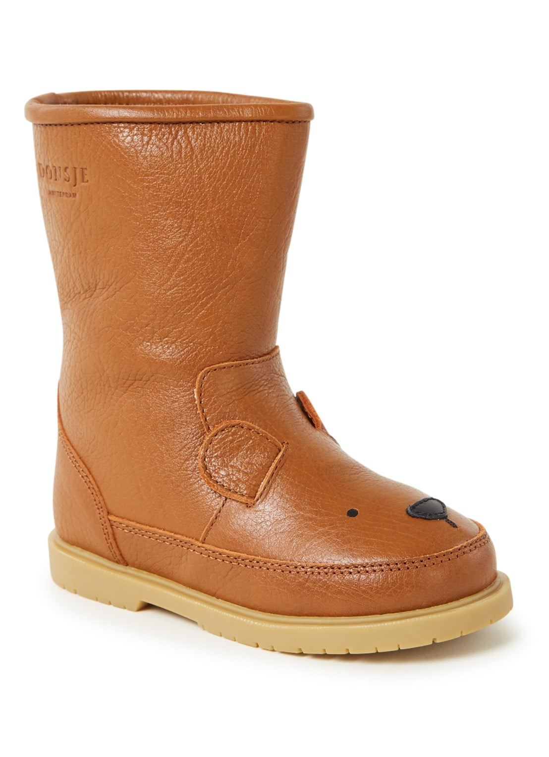 Donsje Amsterdam Wadudu Lining Bear laarsje van leer - voorkant 3 cognac