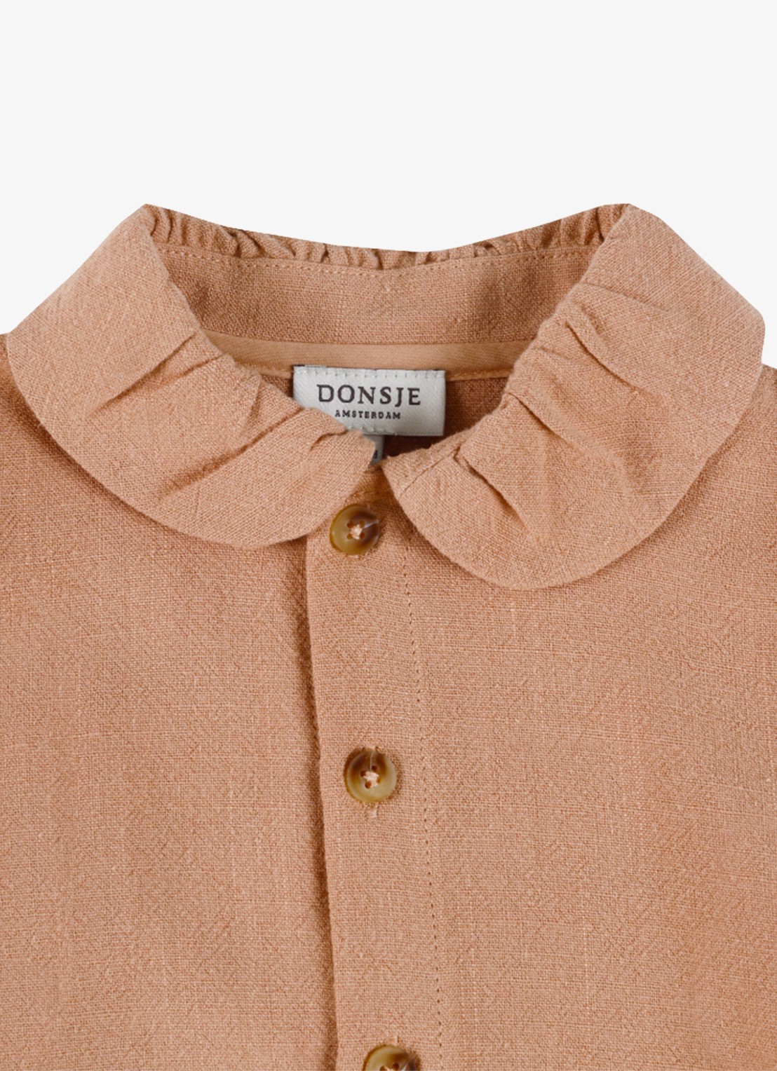 Donsje Amsterdam Winnie blouse met pofmouw - detail lichtbruin