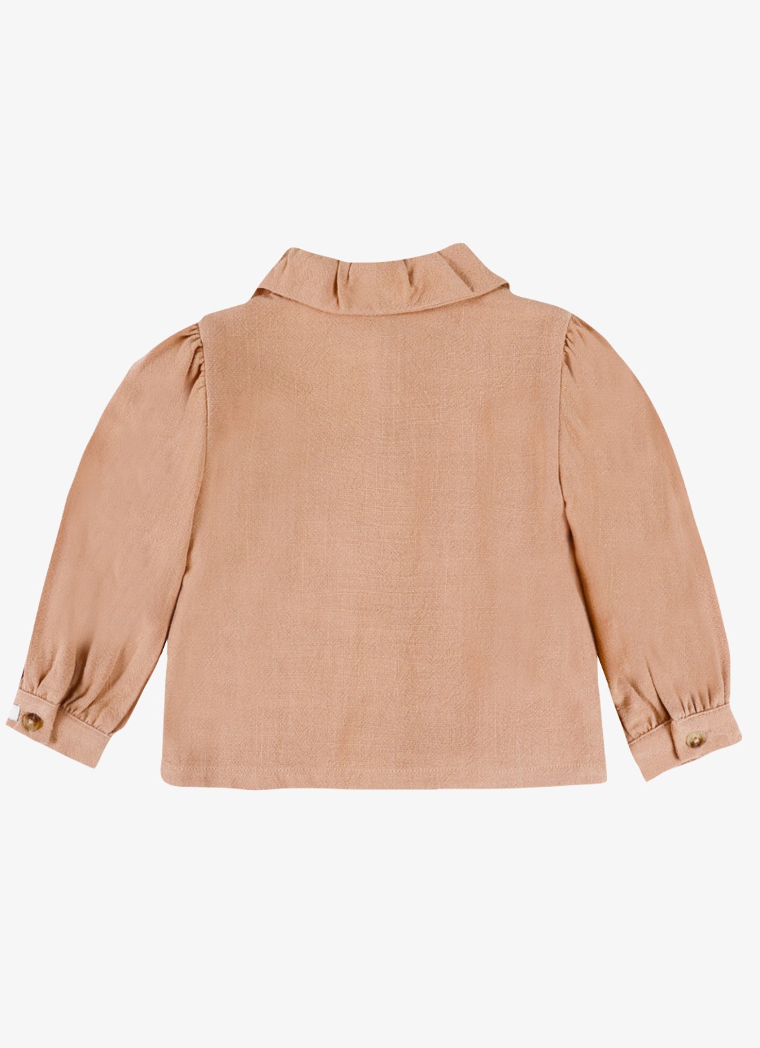 Donsje Amsterdam Winnie blouse met pofmouw - achterkant 8 lichtbruin