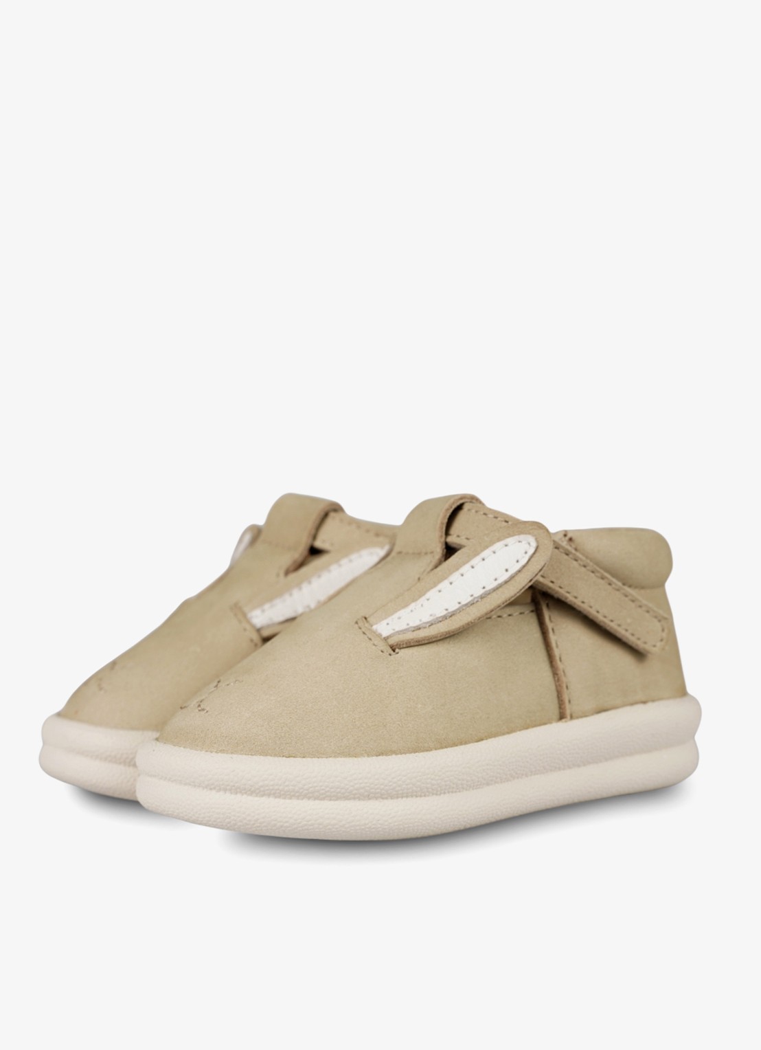 Donsje Amsterdam Zazo Classic Bunny babyschoentje van leer - voorkant 5 taupe