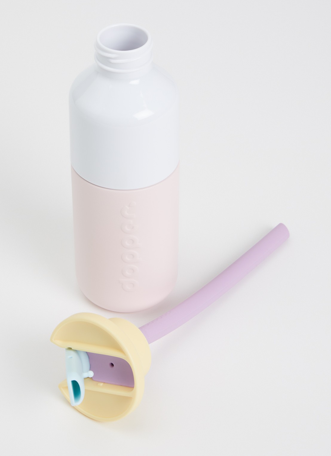 Dopper Steel x Flip Straw waterfles 35 cl - voorkant 2 lichtroze