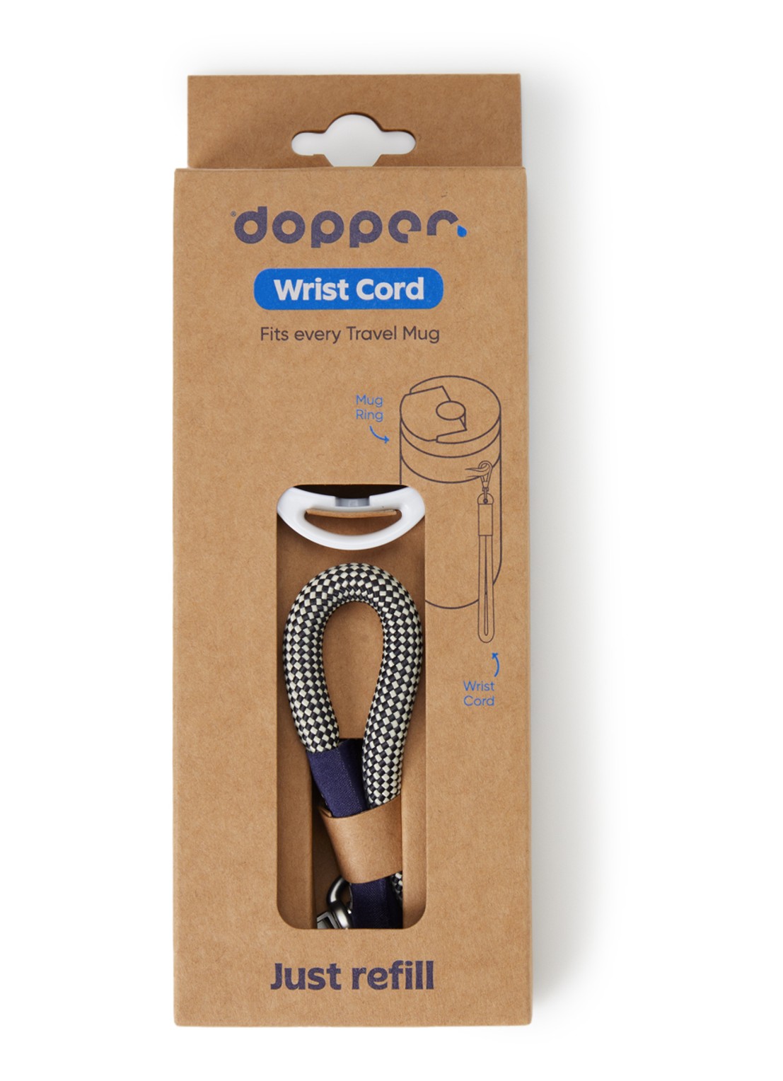 Dopper Wrist Cord polskoord voor de Travel Mug - voorkant zwart