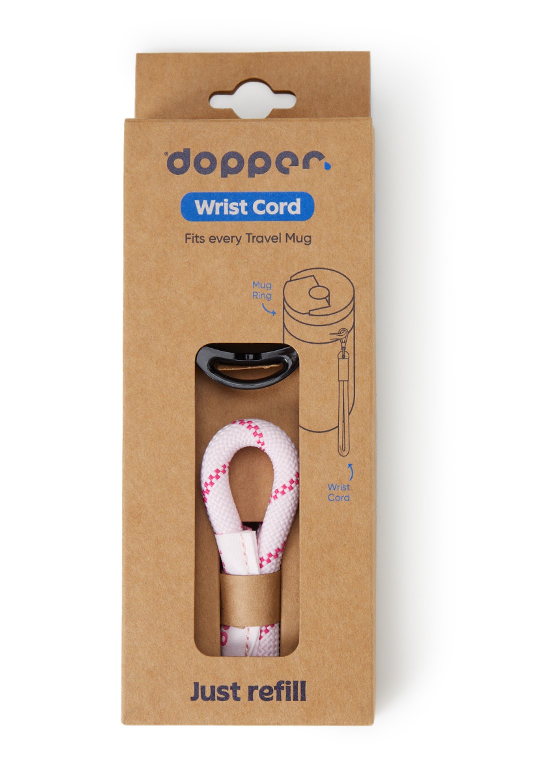 Dopper Wrist Cord polskoord voor de Travel Mug - voorkant roze