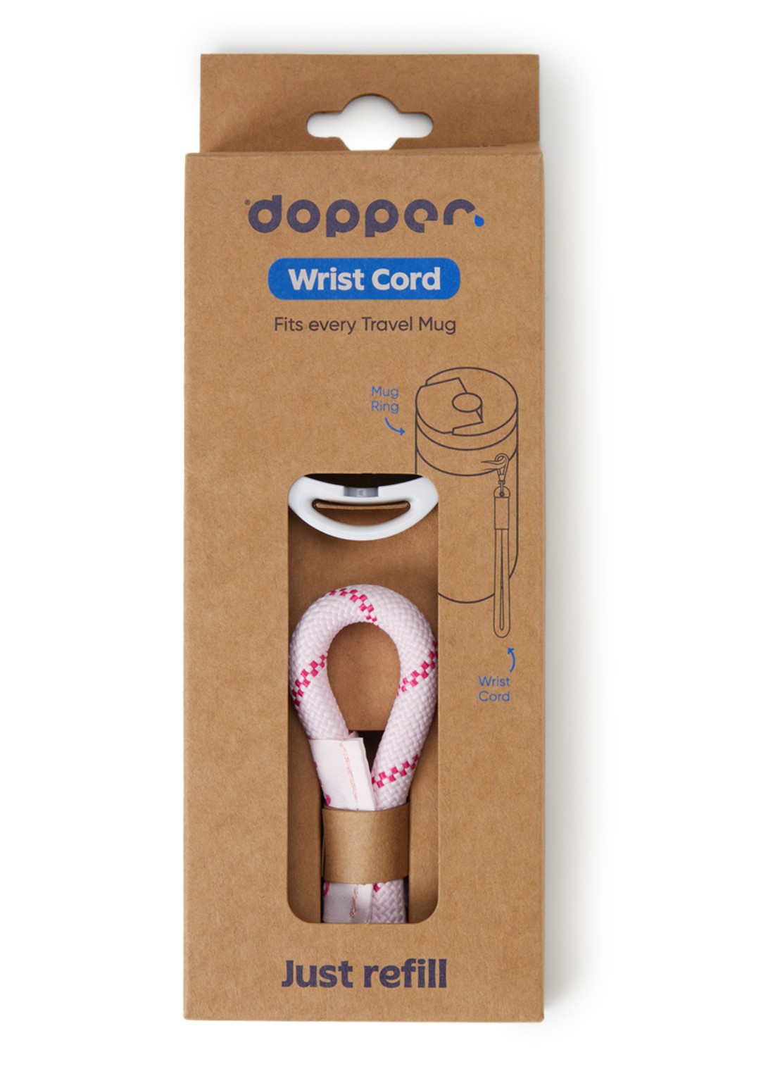 Dopper Wrist Cord polskoord voor de Travel Mug - voorkant lichtroze