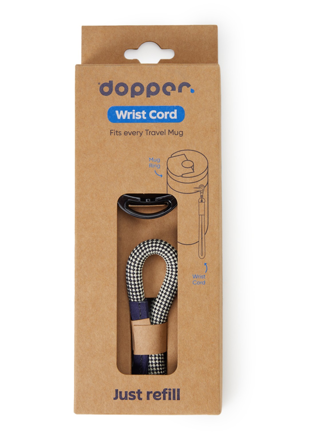 Dopper Wrist Cord polskoord voor de Travel Mug - voorkant diepzwart