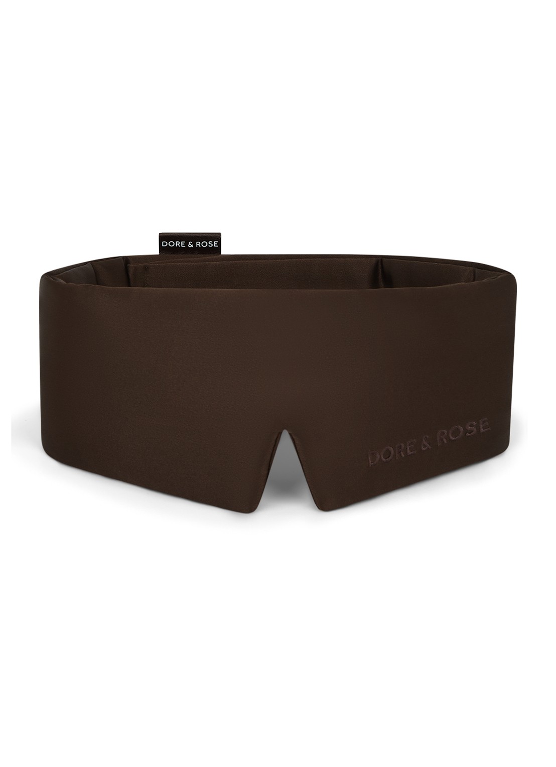 Dore & Rose Deep Sleep Mask - slaapmasker van zijde - voorkant chocolate brown