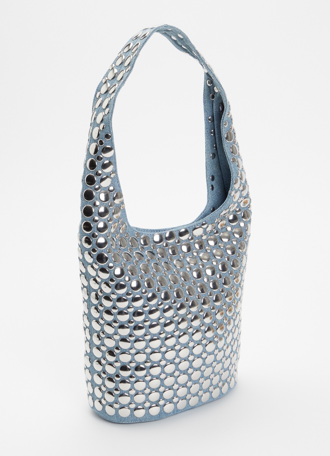 DOTTHZ The Dante schoudertas van denim met studs - achterkant 4 lichtblauw