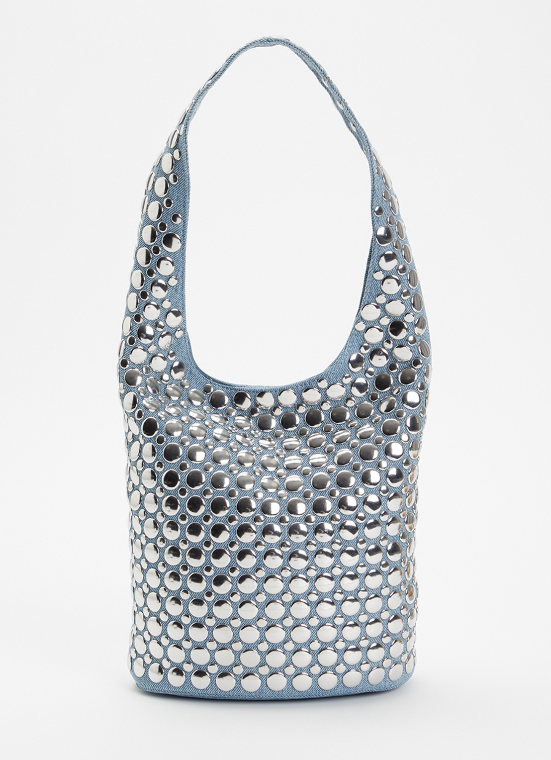 DOTTHZ The Dante schoudertas van denim met studs - voorkant 5 lichtblauw