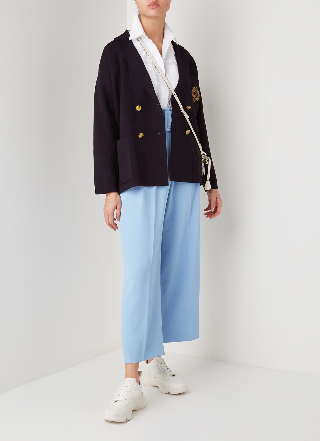 Double-breasted vest met blazer look - voorkant 4 donkerblauw