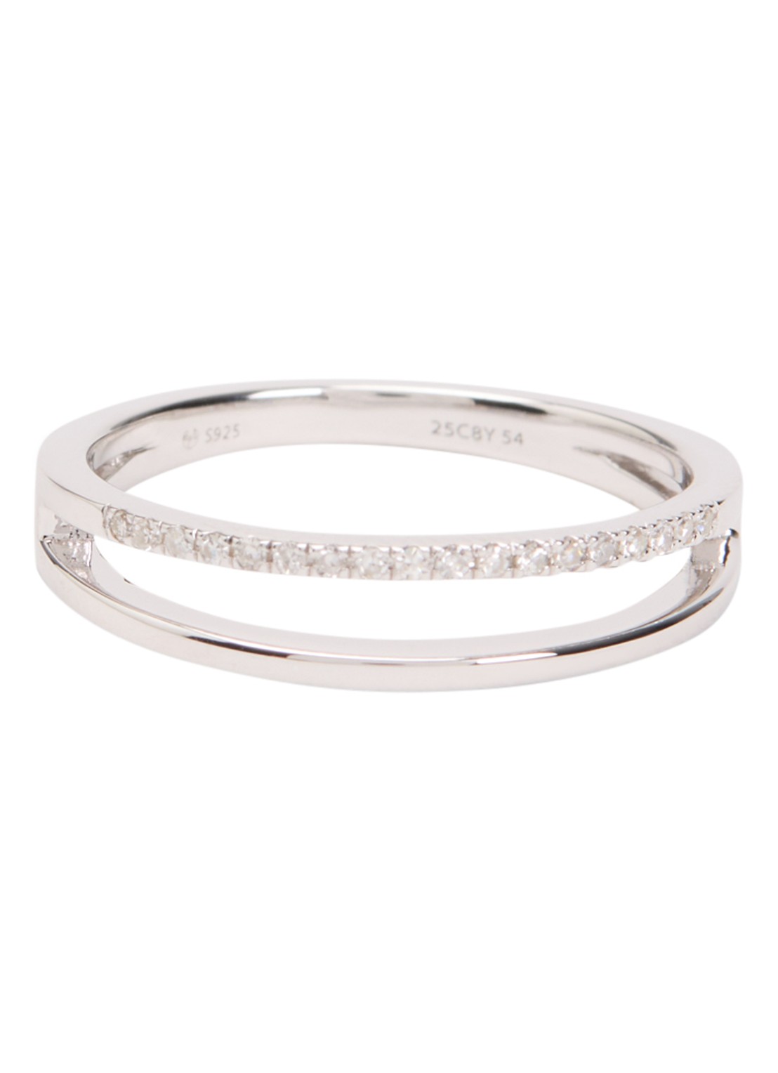 DPT Antwerp Duo diamanten ring van zilver - voorkant zilver