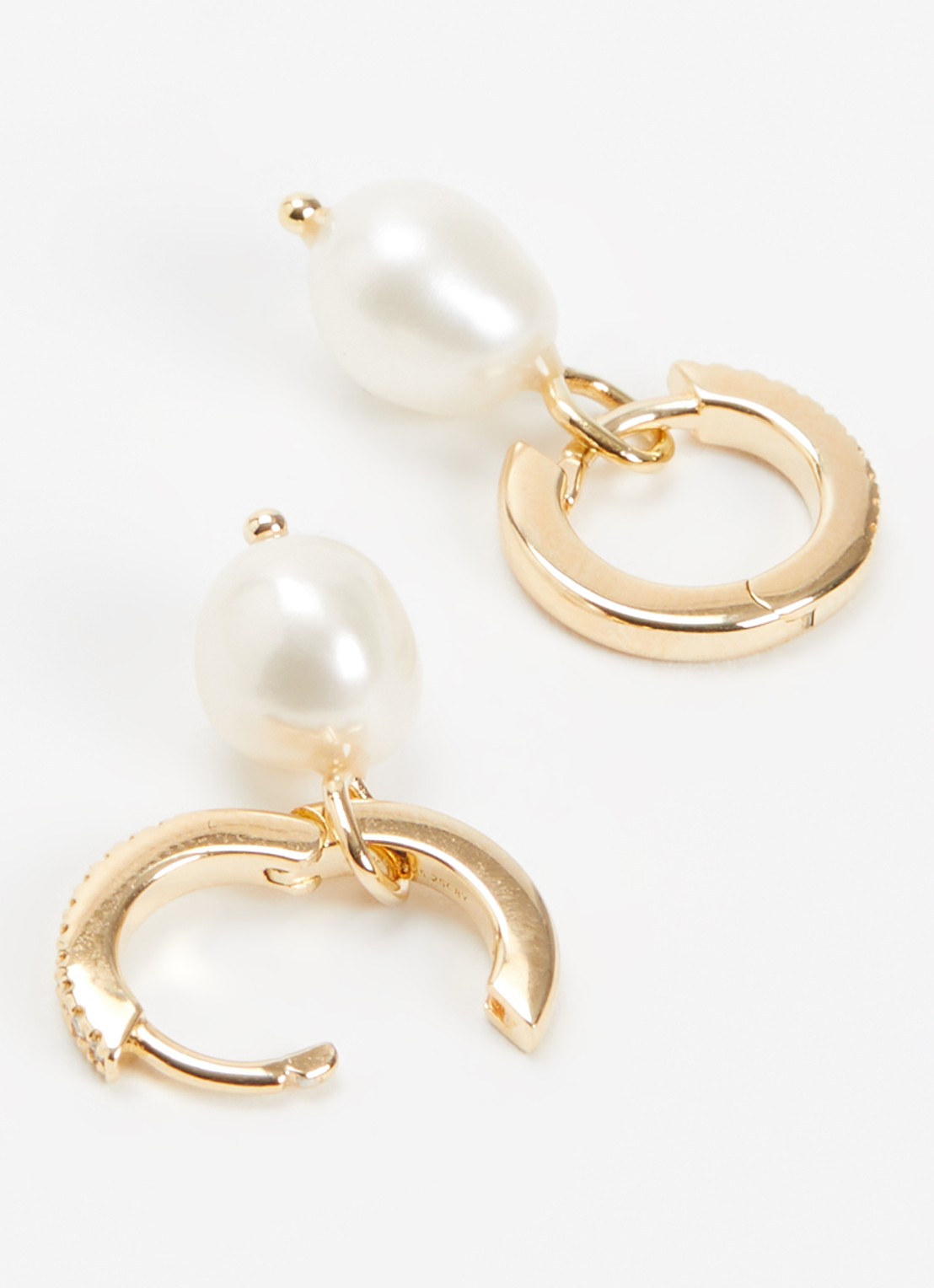 DPT Antwerp Endless Pearl oorringen verguld - detail geel