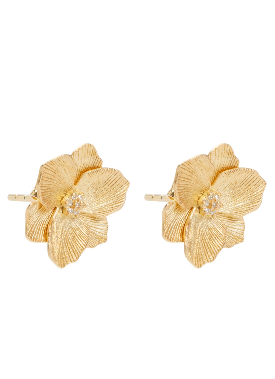 DPT Antwerp Jasmine Small diamanten oorknopjes verguld - voorkant 3 goud