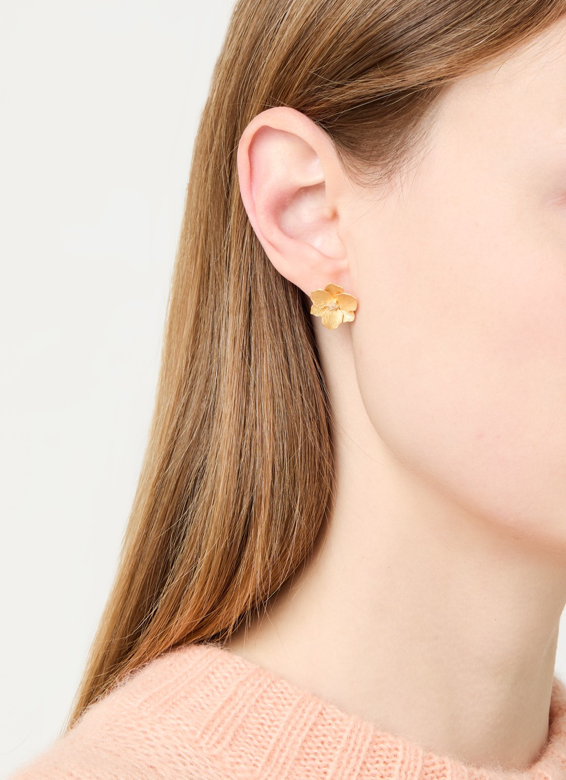 DPT Antwerp Jasmine Small diamanten oorknopjes verguld - voorkant 4 goud