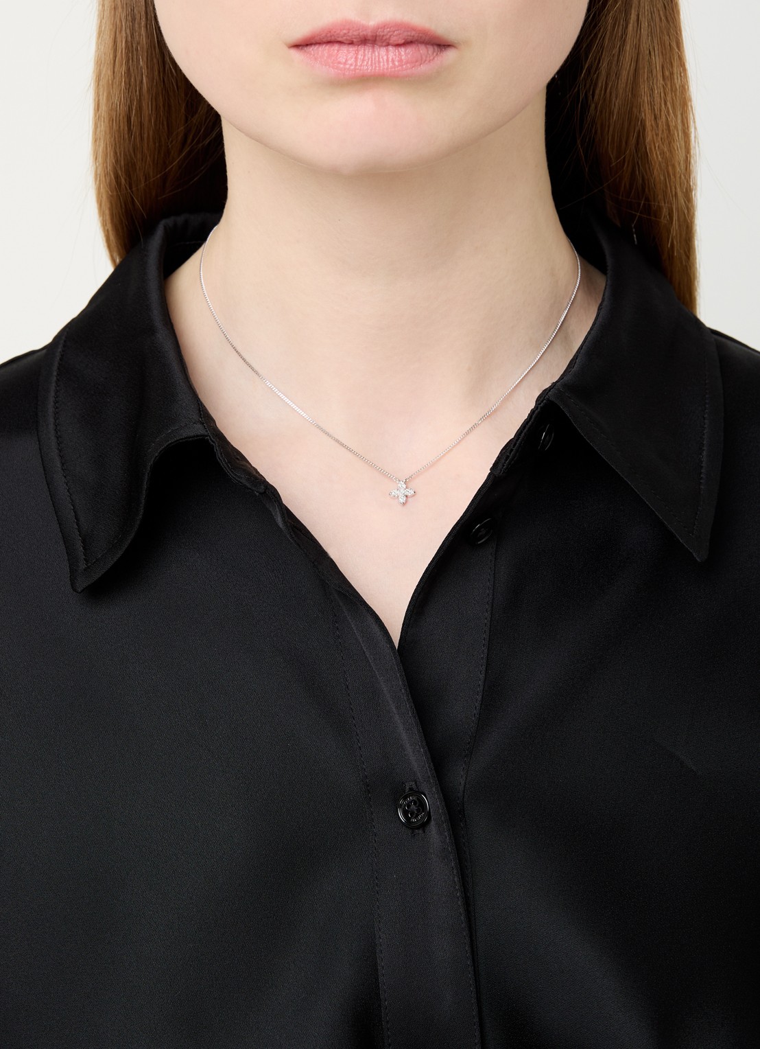 DPT Antwerp Little Flower ketting van zilver - voorkant 2 zilver