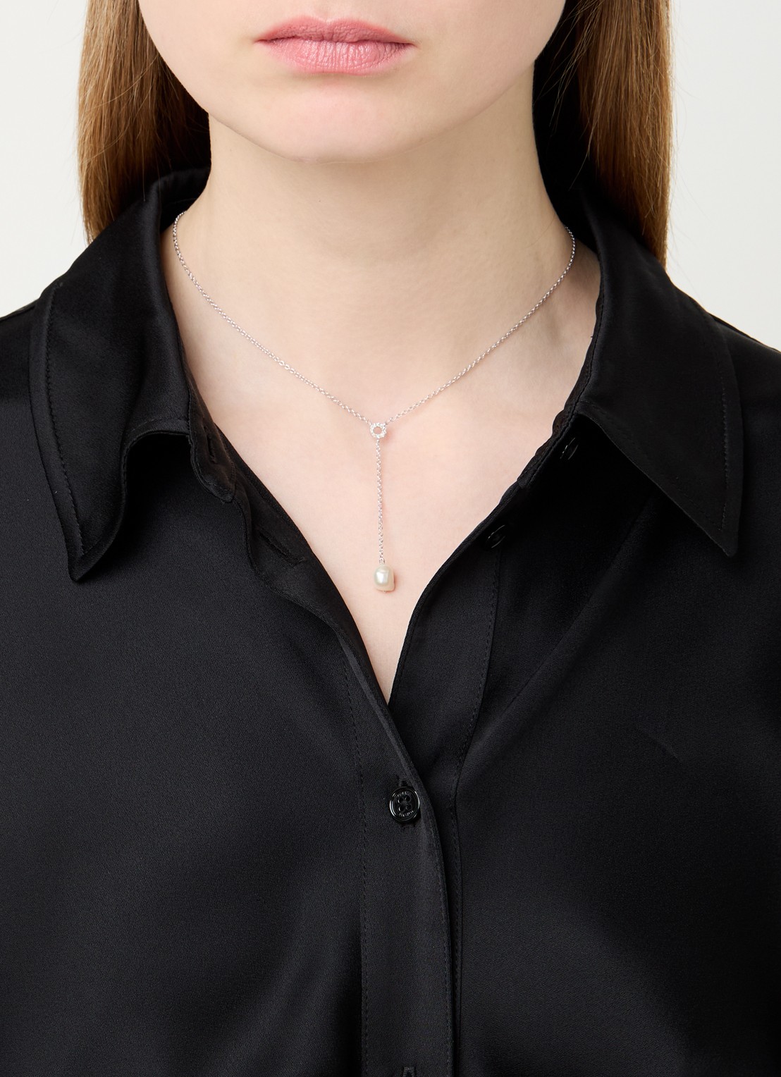 DPT Antwerp Lucy diamanten ketting van zilver - voorkant 6 zilver