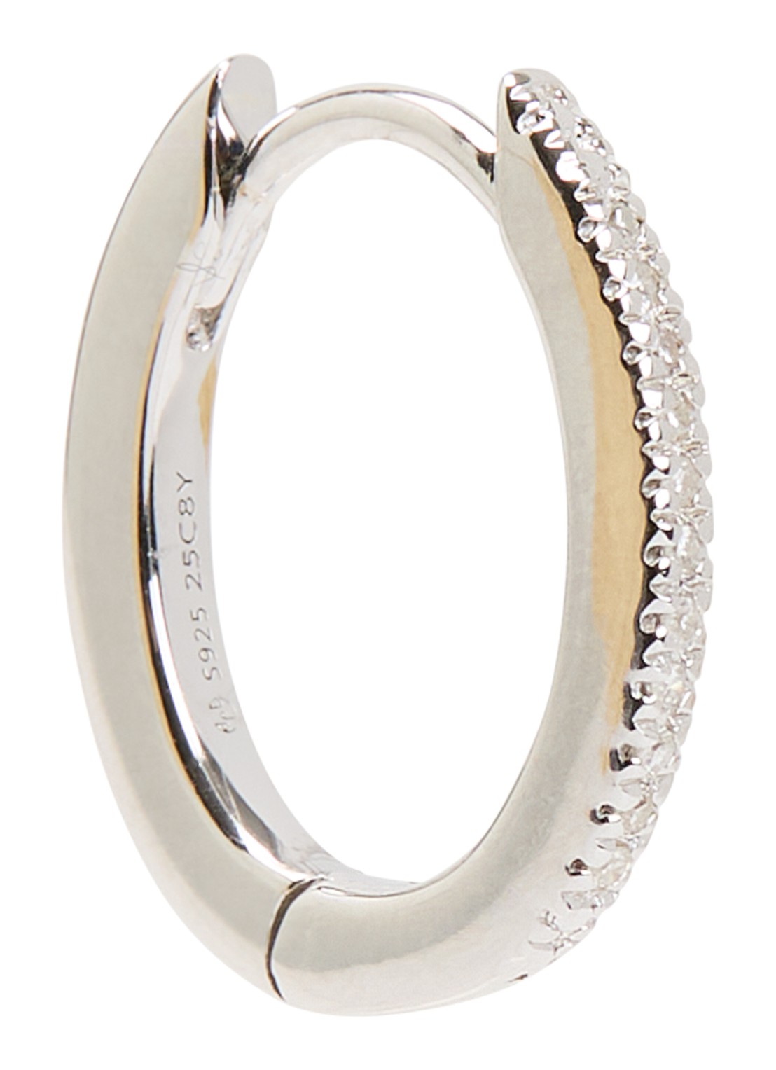 DPT Antwerp Oval diamanten oorring van zilver - voorkant zilver