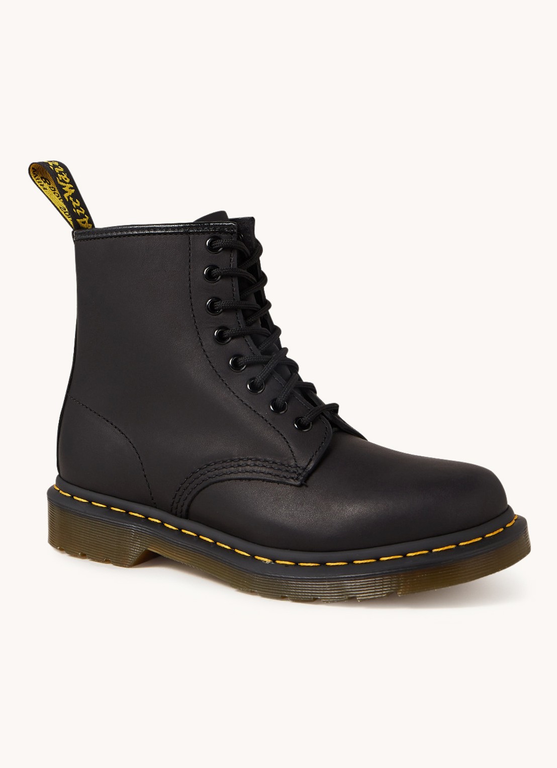Dr. Martens 1460 Greasy biker boot van leer - voorkant 6 zwart
