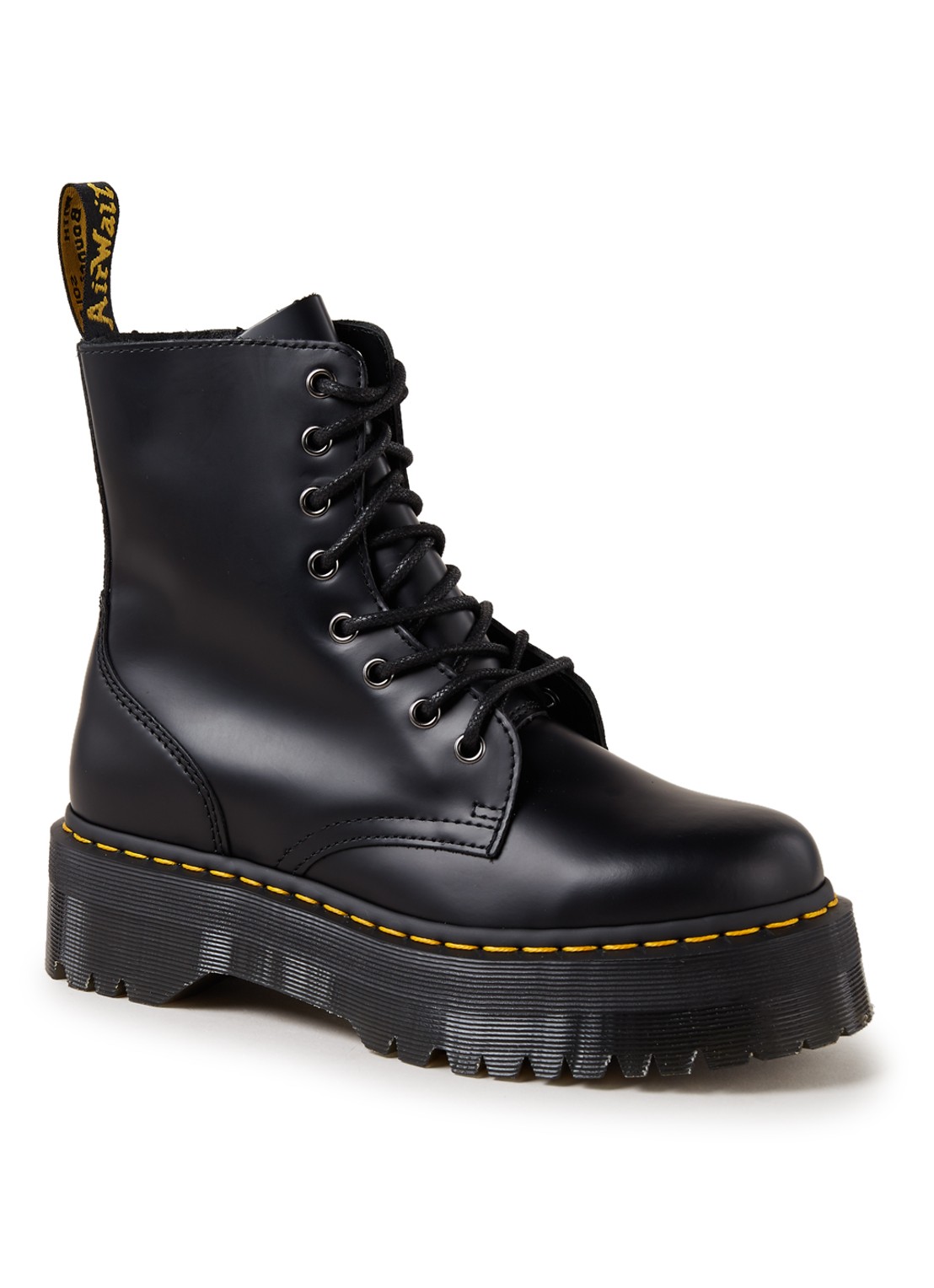 Dr. Martens Jadon biker boot van leer - voorkant zwart