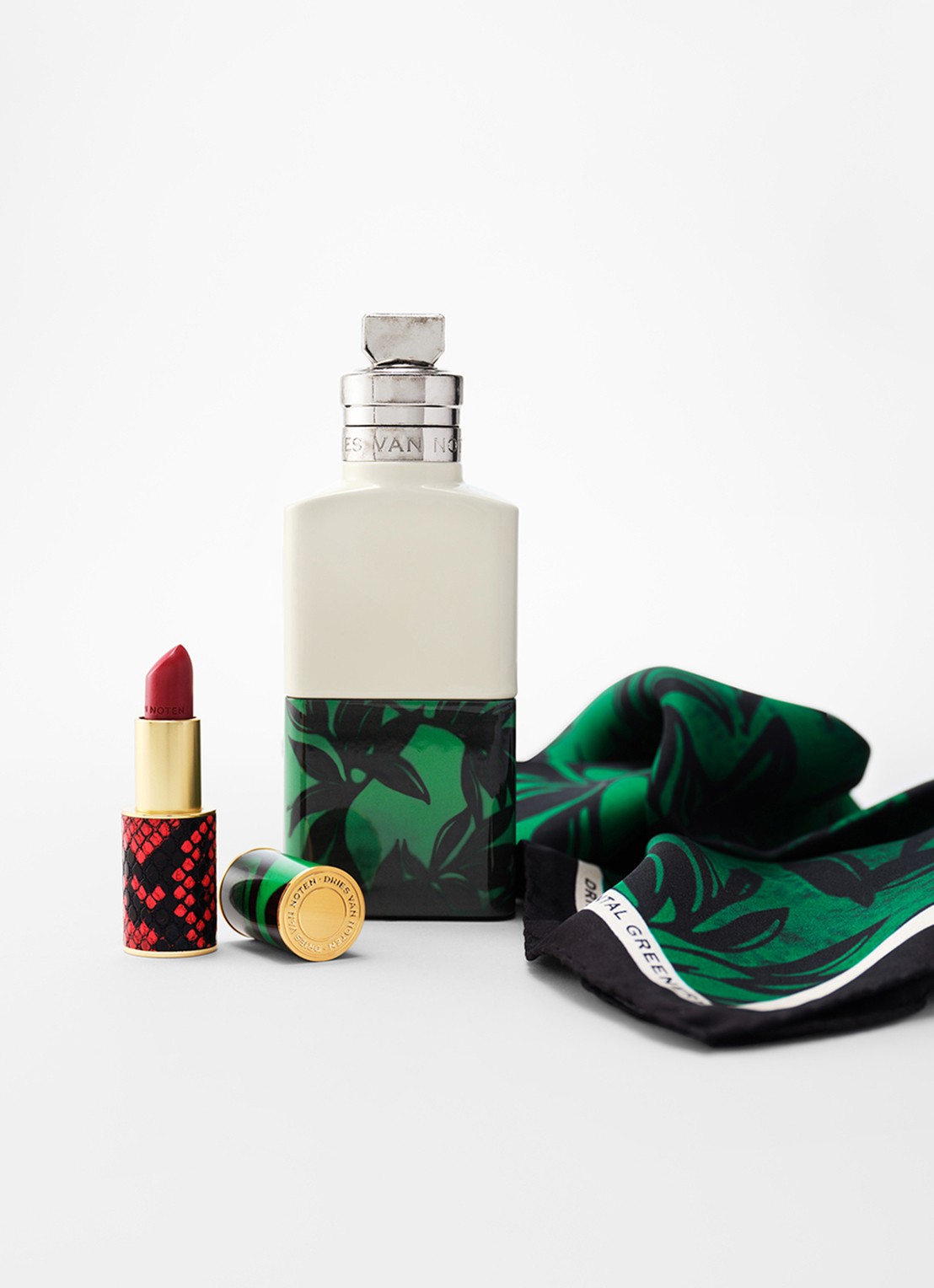 Dries Van Noten Foulard Santal Greenery - zijden sjaal 75 x75 cm - achterkant santal greenery
