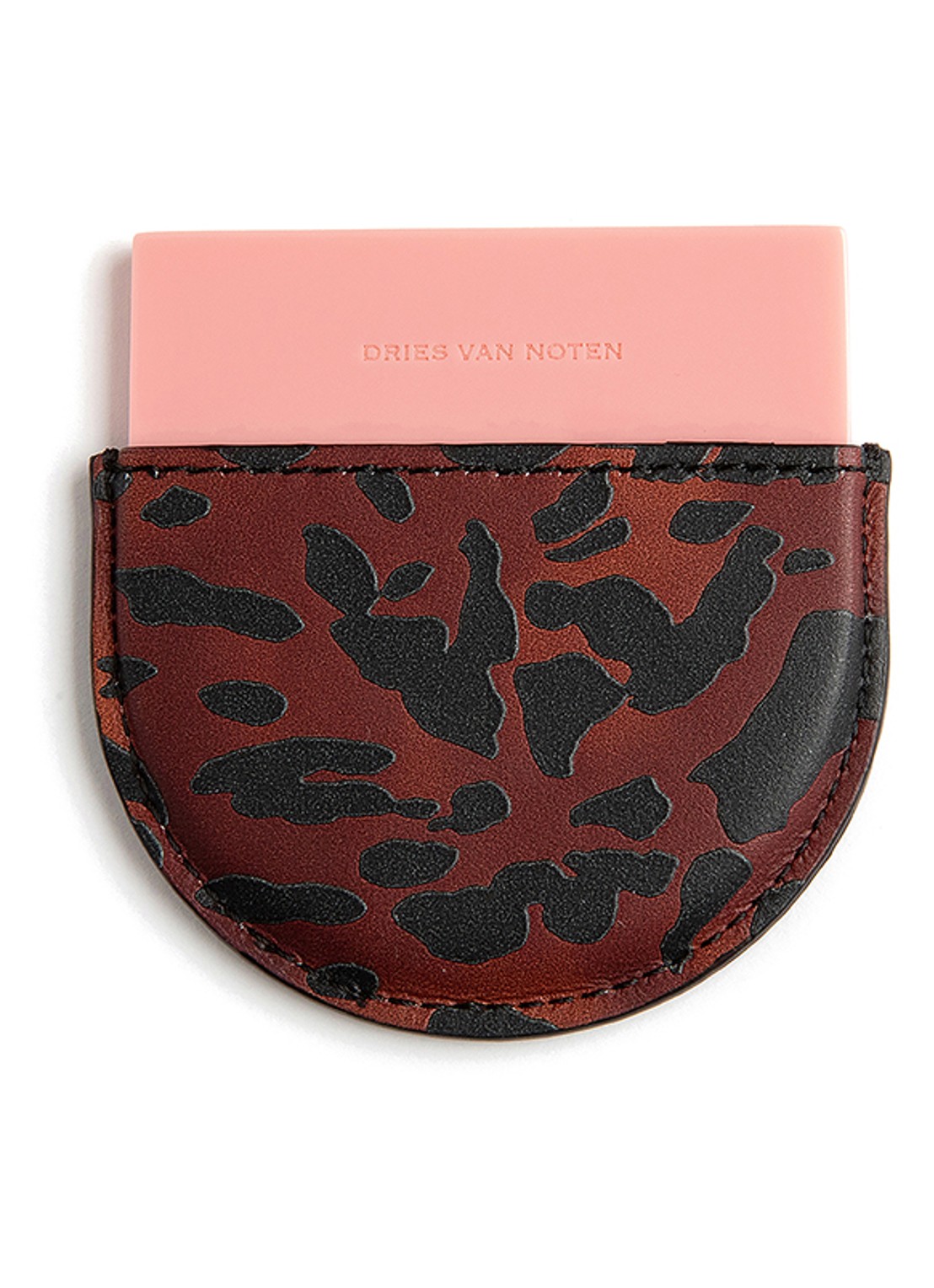 Dries Van Noten Mirror Pink - zakspiegel met kalfsleren etui - voorkant 2 pink