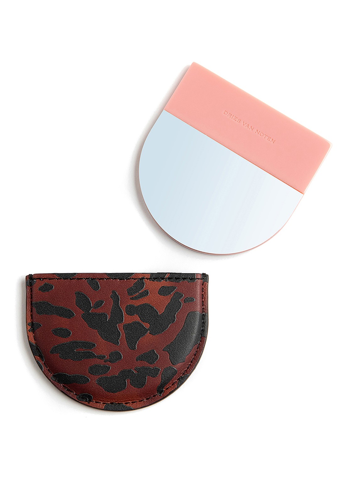 Dries Van Noten Mirror Pink - zakspiegel met kalfsleren etui - voorkant 3 pink
