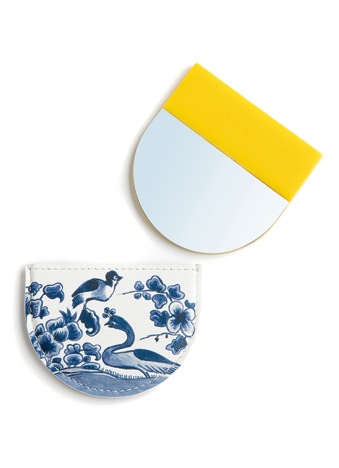 Dries Van Noten Mirror Yellow - zakspiegel met kalfsleren etui - voorkant 3 yellow