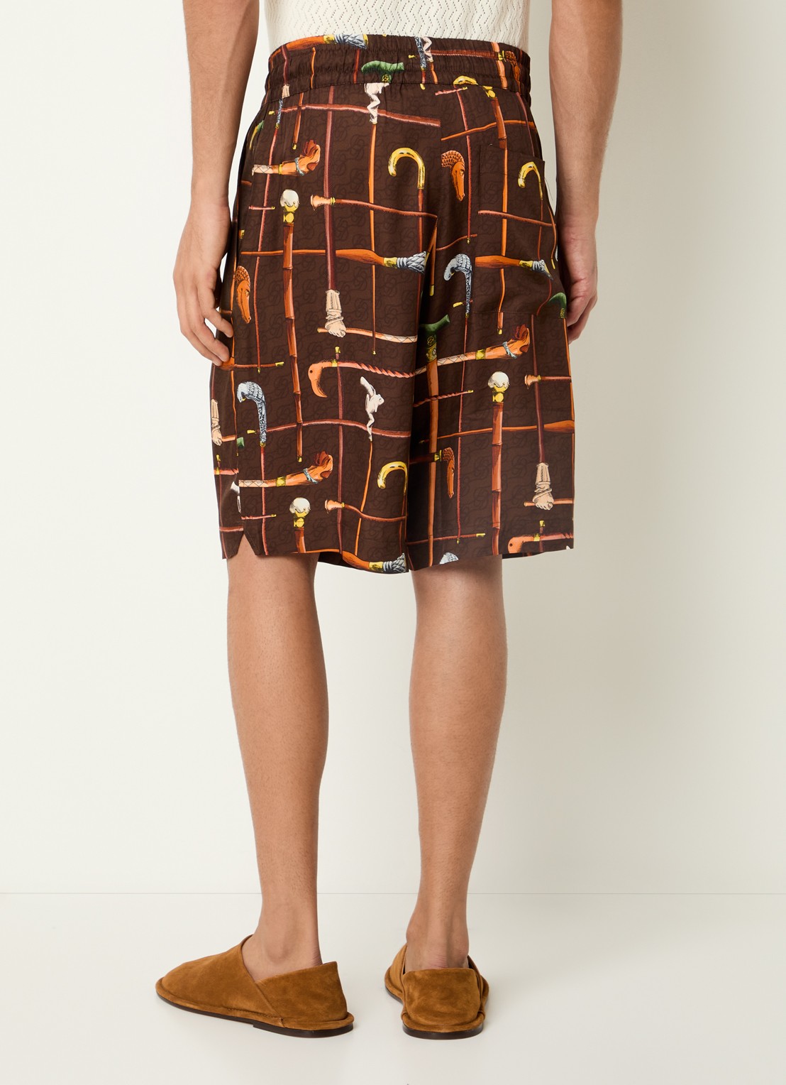 Drôle de Monsieur Cannes korte broek met print - achterkant bruin