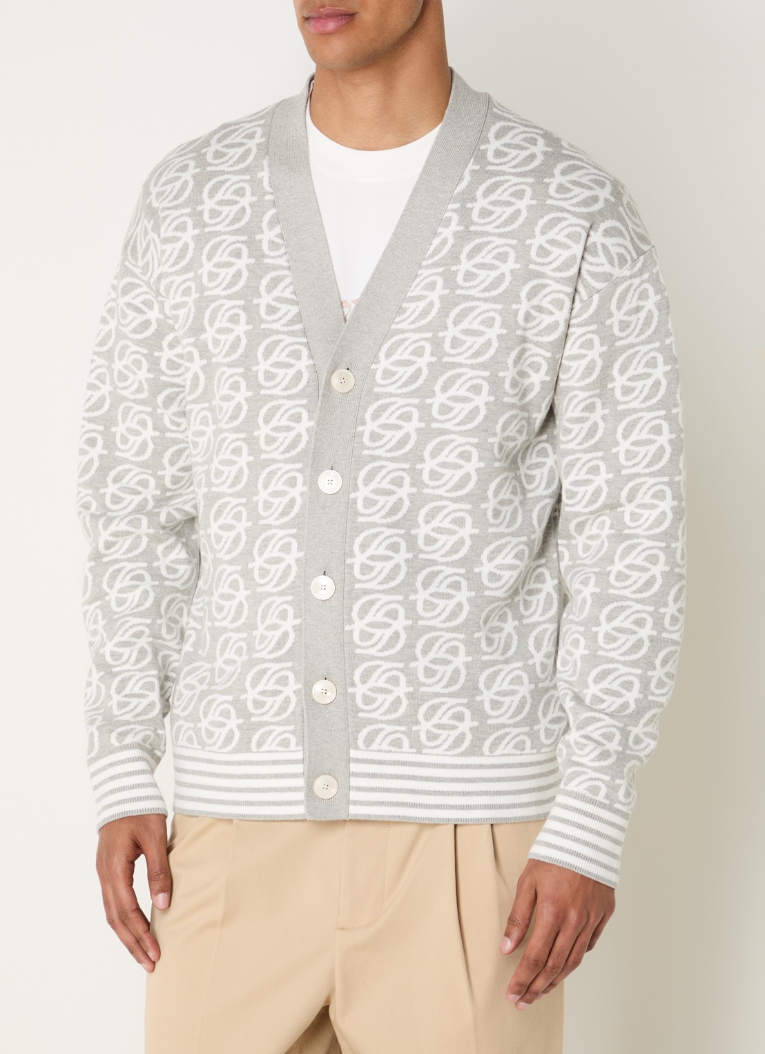Drôle de Monsieur D Mirror fijngebreid vest met logoprint - detail 4 grijs