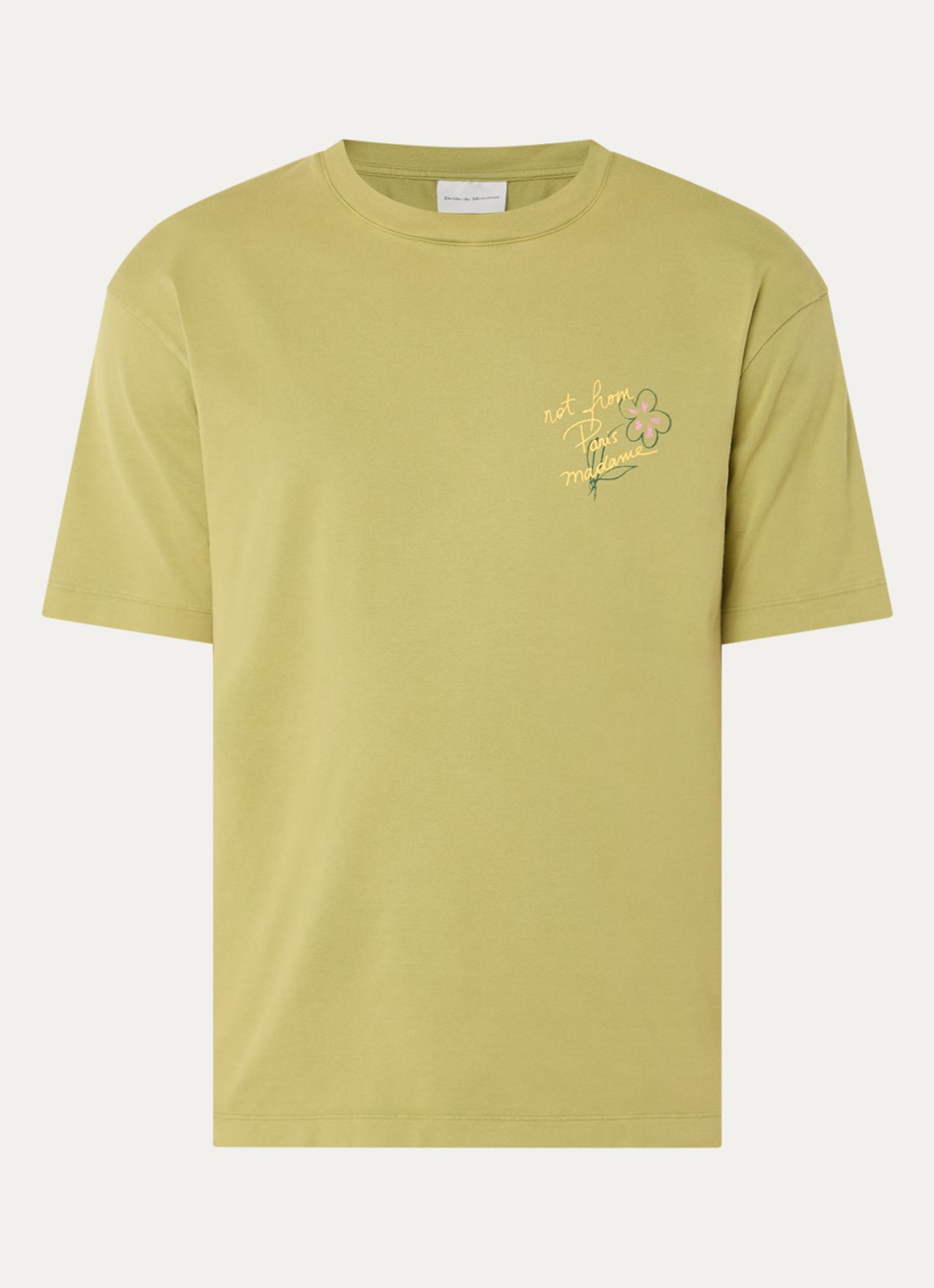 Drôle de Monsieur Equisse T-shirt logo- en backprint - voorkant 2 khaki
