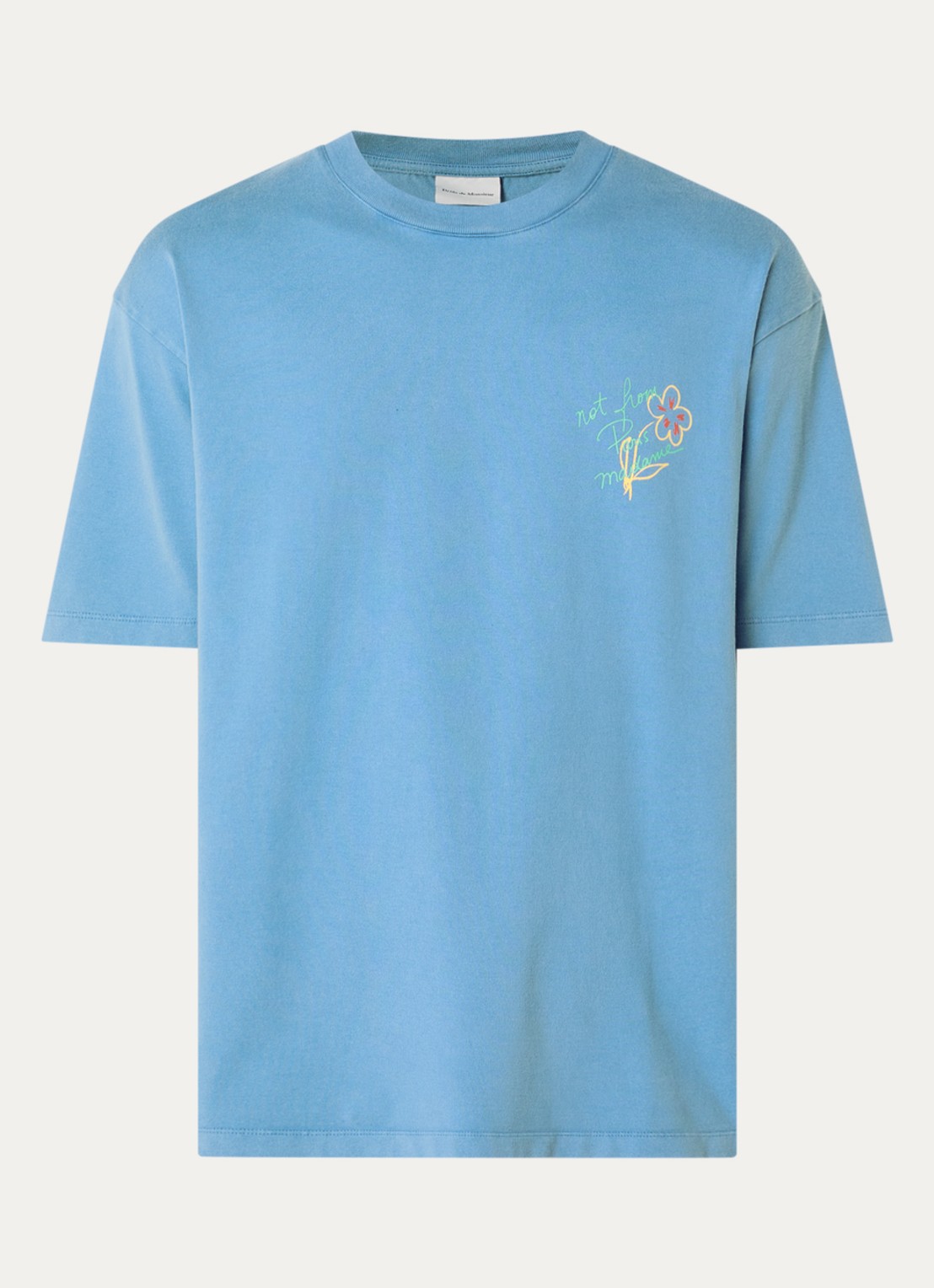 Drôle de Monsieur Equisse T-shirt logo- en backprint - voorkant blauwgrijs