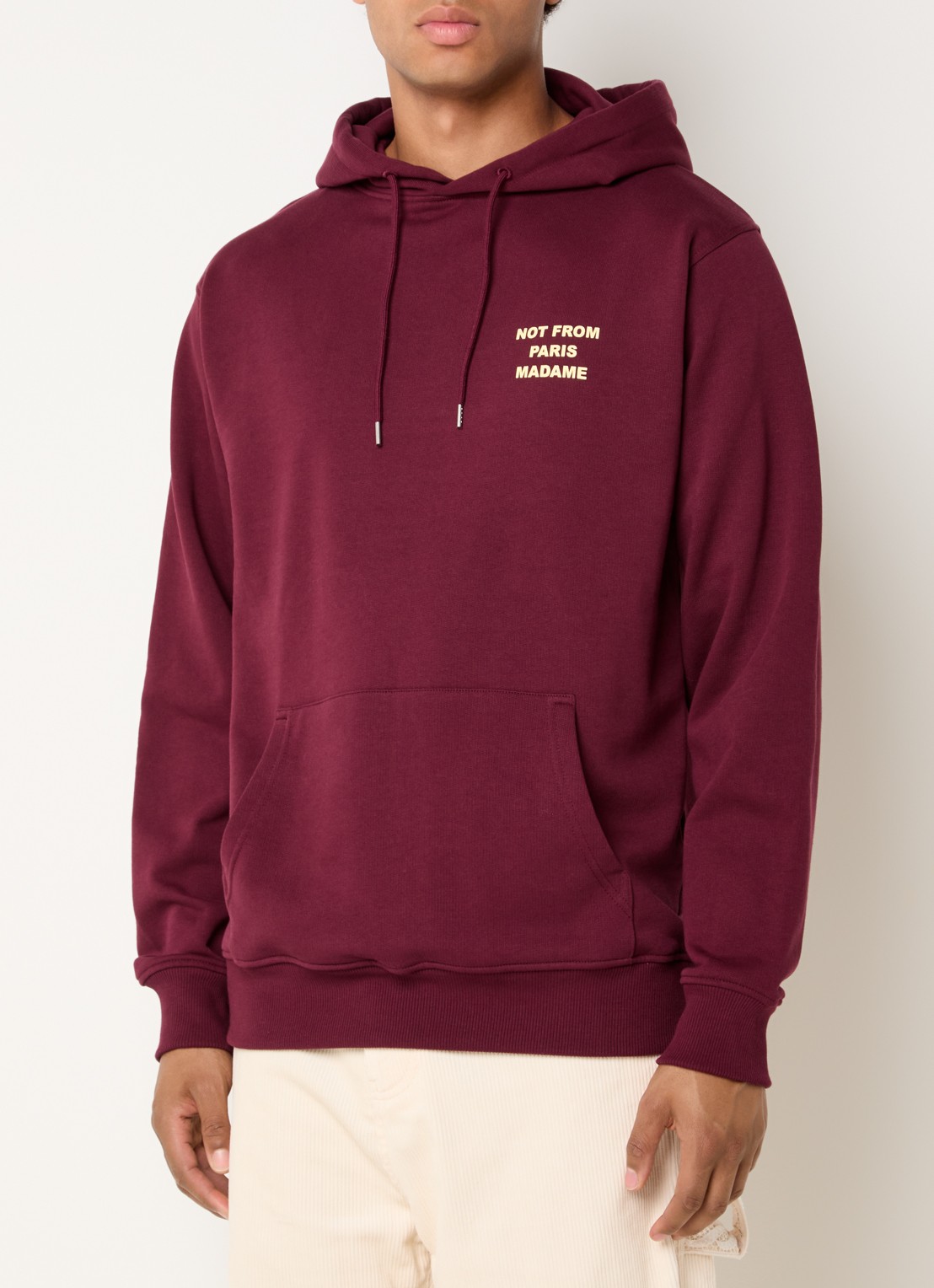 Drôle de Monsieur Hoodie met borduring  - achterkant 3 donkerrood