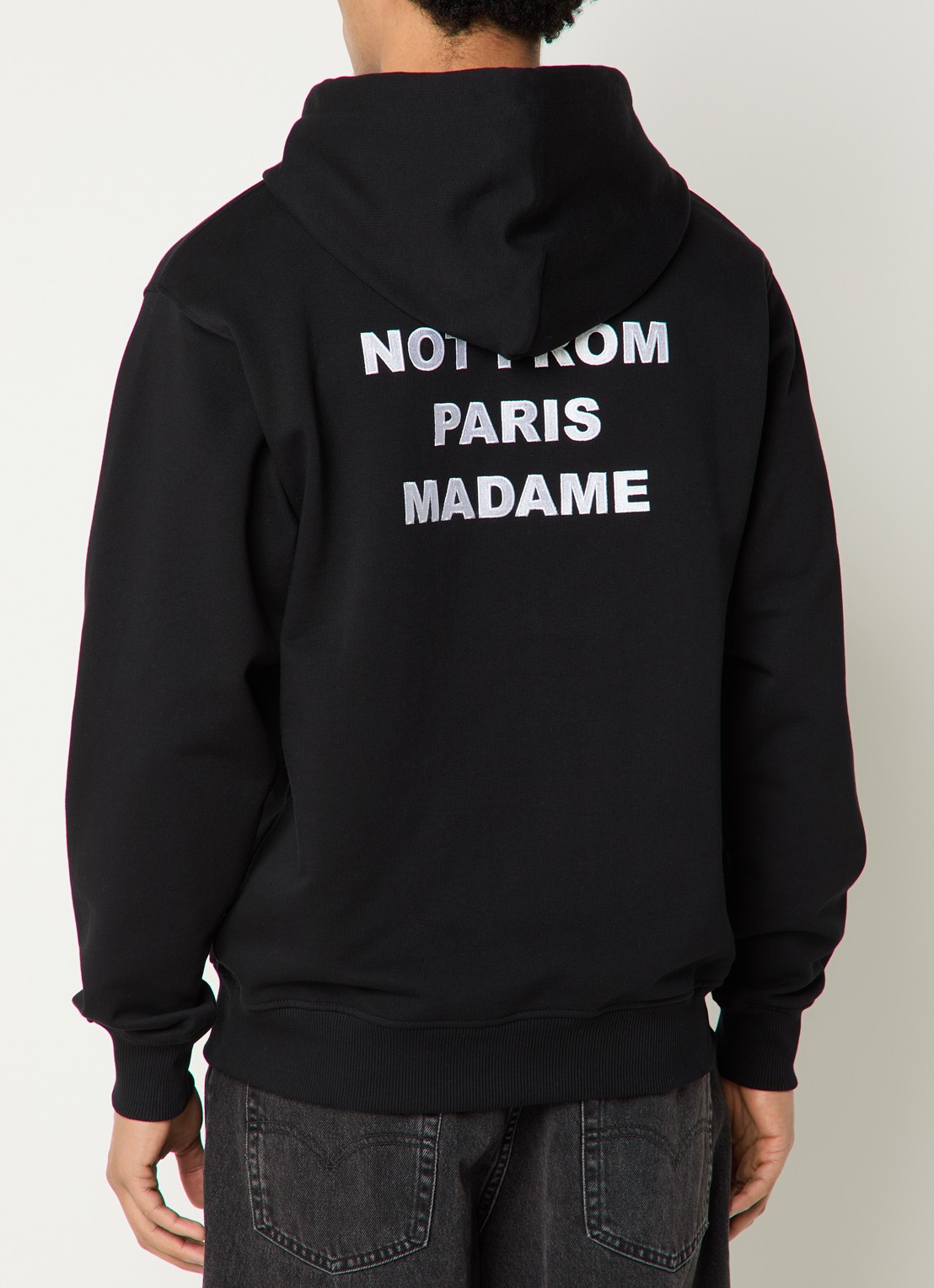 Drôle de Monsieur Hoodie met front- en backprint - detail 4 zwart