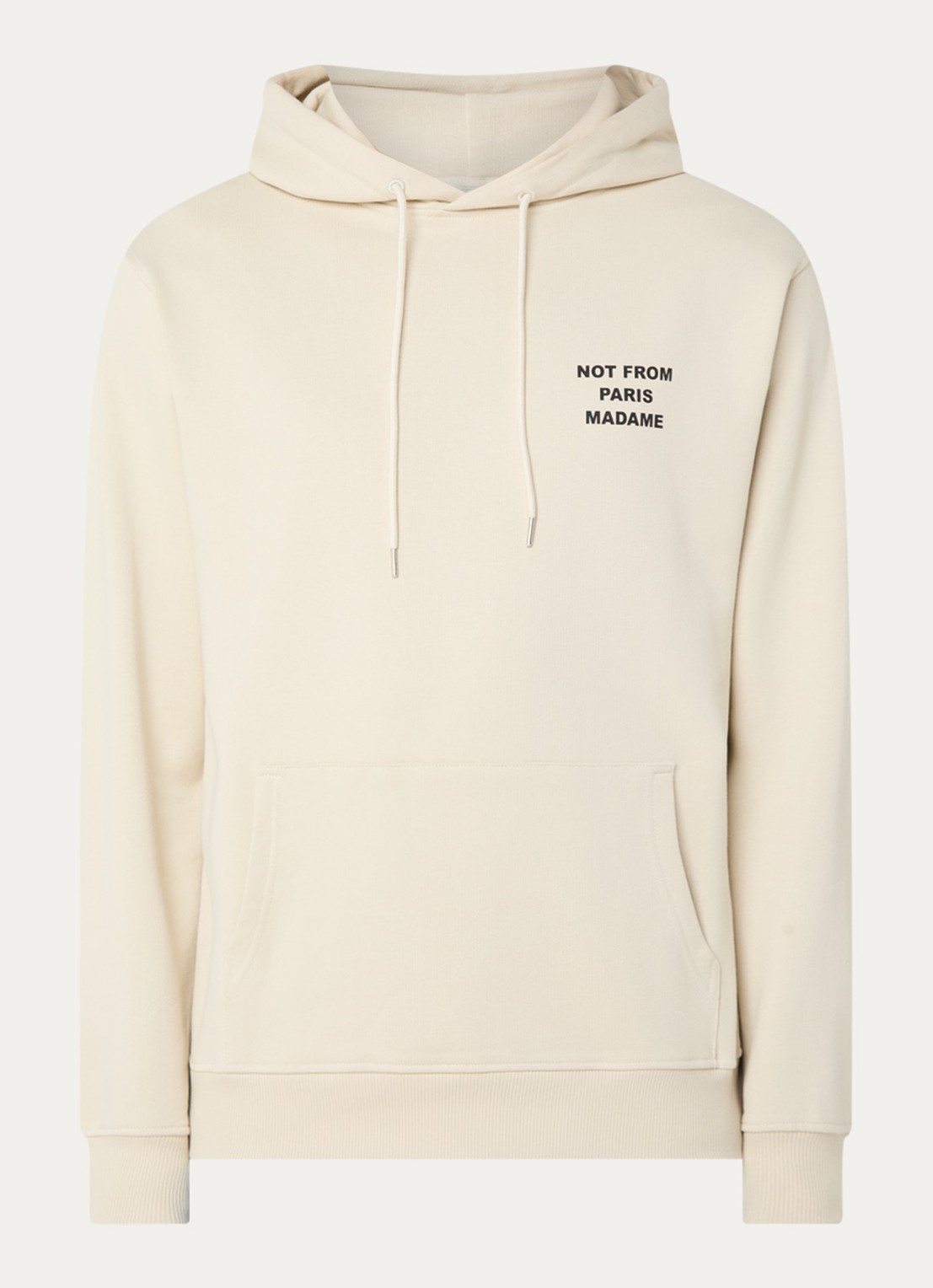 Drôle de Monsieur Hoodie met front- en backprint - voorkant beige