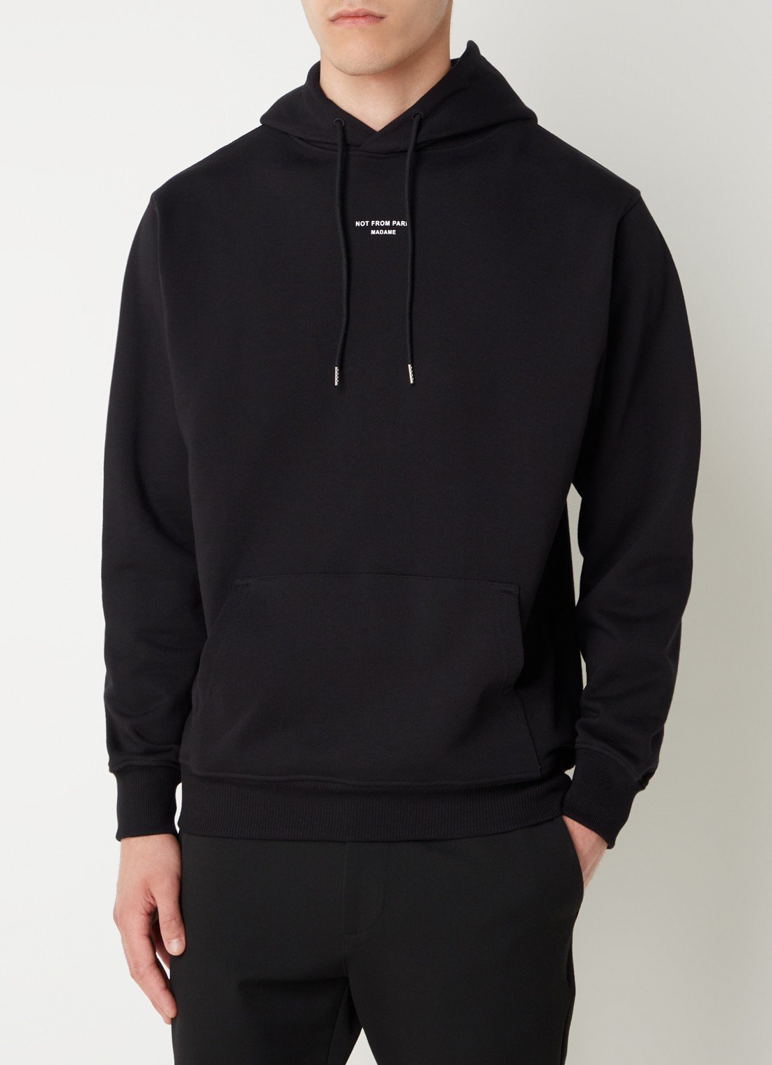 Drôle de Monsieur Hoodie met stretch - detail 3 zwart